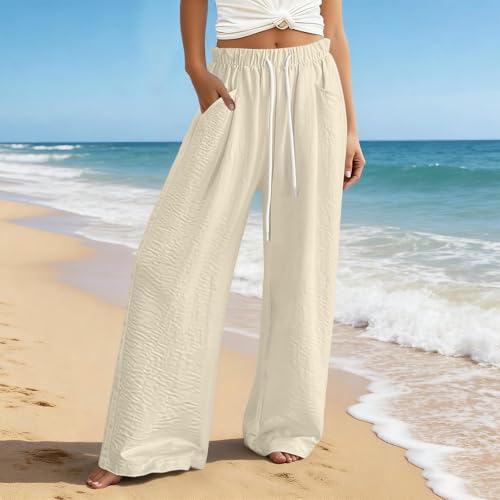 Pantalon d'été décontracté taille haute fluide effet minceur - 3