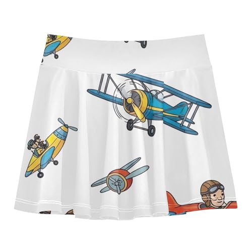 Joisal Pleated Athletic Shorts for Girls Skorts Skirts with Shorts Pleated Skort Colorful Cartoon Airplanes 4t
