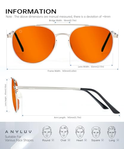 Image of ANYLUV Blue Light Glasses for Men, Circular Frame Single Brow Bridge Design Campus Style Glasses Anti Eyestrain for Screen