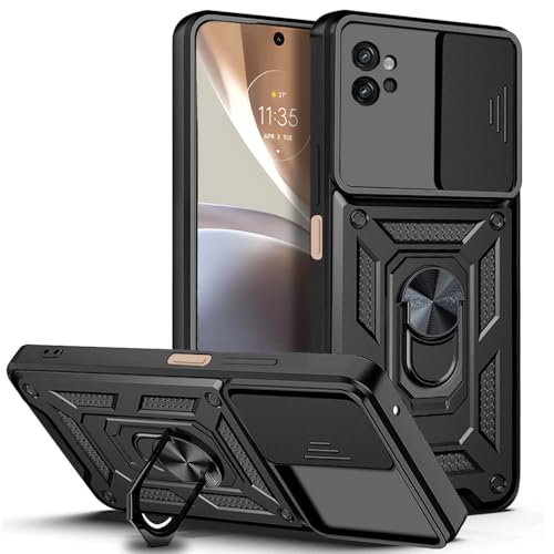 Image of AESTMO Tough Armor Moto G32 5G Bumper Back Case Cover | Ring Holder & Sliding Camera Shield Cover | 360 Degree Protection Back Case Cover for Moto G32 5G (Black)