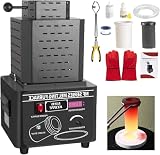 Horno de fusión digital de metal con crisol de grafito, tiempo de fusión de 3 a 5 minutos para chatarra, oro, plata, cobre y kit de fundición de aluminio
