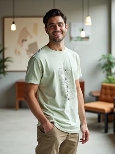 Image of NOBERO Men's Cotton Regular Fit Letter Print T-Shirt