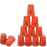 Bestie-Gear Quick Stacks Cups, Sports Stacking Cups Speed Training Set of 12 with Carry Bag (Red)