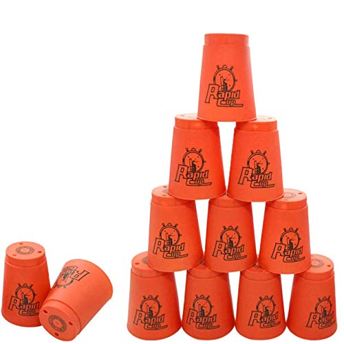 Bestie-Gear Quick Stacks Cups, Sports Stacking Cups Speed Training Set of 12 with Carry Bag (Red)
