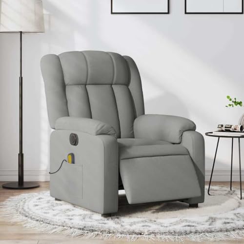 KTHLBRH Sillón reclinable de Masaje eléctrico Tela Gris Claro Sillón Reclinable Eléctrico con Función Automática y Asiento Cómodo