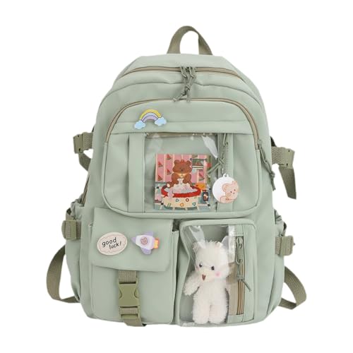 Sac à dos femme sac bandoulière nylon vert pour étudiante et sport