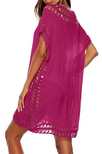 Image of Adisputent Womens Swimsuits Cover Ups Crochet Chiffon Beach Cover Bathing Suit Bikini Wear Coverups Dress