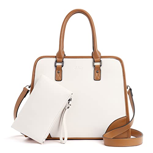 CLUCI Umhängetaschen für Frauen, veganes Leder, Geldbörsen, modische Tragetasche, Damenhandtaschen mit Clutch, 2 Stück, Beige mit Braun,