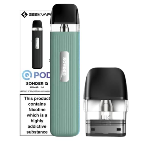Geekvape Sonder Q Vape Kit [Green] - Available in 15 colours - Type-C Fast Charge 1000mAh Battery 20W Output 3-Colour Light - Compatible with Geekvape Q Pods - No Nicotine