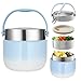 BUCOMTU Recipiente Térmico para Alimentos 1200 ml Termo Comida Caliente Adulto con Cuchara Plegable Fiambrera Termica Para Guardar Comidas,Almuerzos,Gachas,Sopas (Azul)