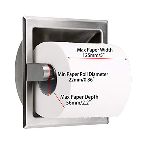 Sumnacon Stainless Steel Recessed Toilet Paper Holder-Wall Mounted Metal Recessed Tissue Roll Dispenser For Home Cabinet Bathroom Kitchen Commecial Application Organization, Brushed Nickel #TOP5