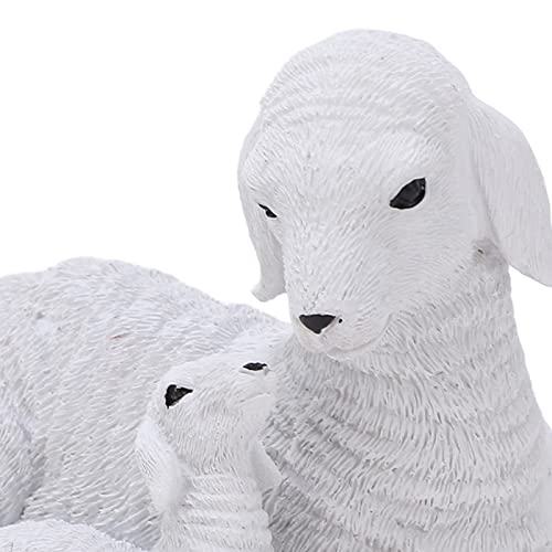 Figura de Oveja Madre e Hijo de Resina Pintada a Mano miniatura 6