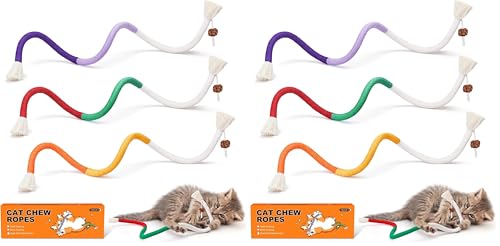 Image of Potaroma Cat Toys Chew Ropes 3Pcs with Refillable Natural Catnip, Safe Teeth Cleaning Toy for Indoor Kittens, Interactive Cat Nip Kitty Toys for All Breeds 19.5 Inches (Pack of 2)