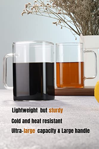 Chryslin Glass Coffee Mugs,20Oz Large Coffee Cups With Handle,Square Clear Mugs Set Of 2,Heat Resistant Glass Cup For Hot/Cold Coffee Tea Beverage thumb #2