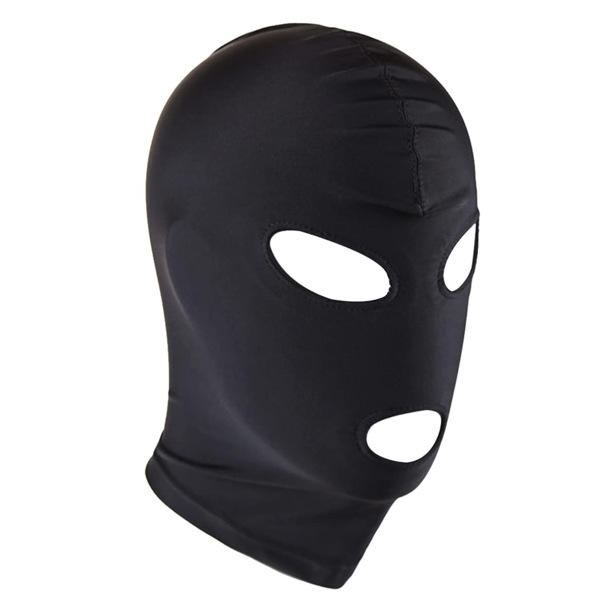 dPois Unisex Latex Shiny Metallic Opened Mouth Show Eyes Face Mask Cosplay Costume Hood Headgear Black A One Size — image 1