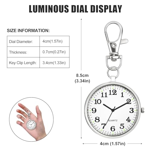 Image of Minimalist Ultra Thin Open Face Quartz Pocket Watch with Key Buckle Unisex Portable Unisex Pocket Watch