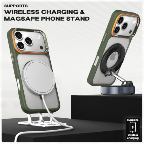 Image of Pikkme Back Cover for iPhone 17 Pro Max | Shockproof | Mag-Safe Compatible | Hard Transparent Back | Premium Raised Camera Protection | Bumper Case (Green Mag-Safe)