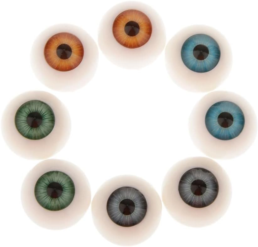 20Mm Doll Eyes for Crafts, DIY Supplies for Doll Making, Acrylic Half Round Eyeballs for Porcelain and Vinyl Dolls, 8 Pcs