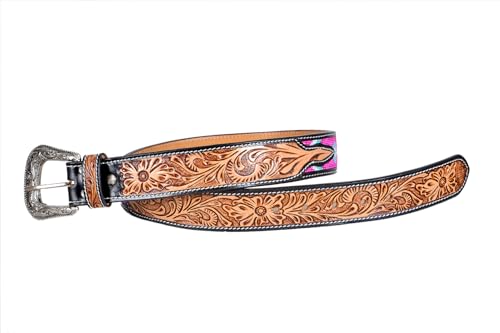 Western Tooled Leather Beaded Belt For Men and Women 30IS1114