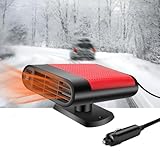 Chauffage de voiture 12 V 150 W Dégivreur avec support et ventouse, Désembueur de pare-brise portable, 2 en 1 Chauffage et refroidissement, Ventilateur de voiture avec prise allume-cigare (Rouge A)