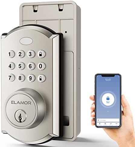 WiFi Smart Lock, Keyless Entry Door Lock with Remote Unlock, Easy to Install, Electronic Deadbolt with Voice Control Works with Alexa, Google Asistant, Security Door Lock Great for Front Door Home Use