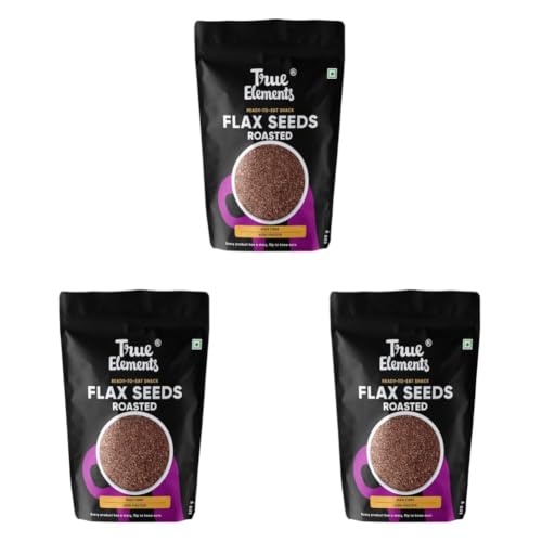 Image of Roasted Flax Seeds 500g by True Elements - Flax Seeds for Hair Growth | Alsi Seeds | Edible Seeds | Fibre & Protein Rich Superfood | Diet Food for Weight Loss (Pack of 3)