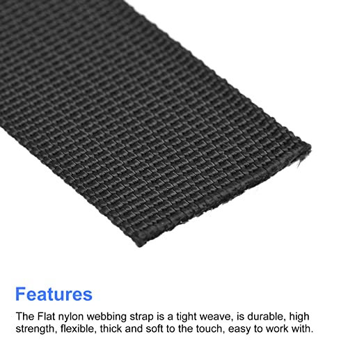 Image of MECCANIXITY Flat Nylon Webbing Strap 1 Inch 10 Yards Black for Backpack, Luggage-rack