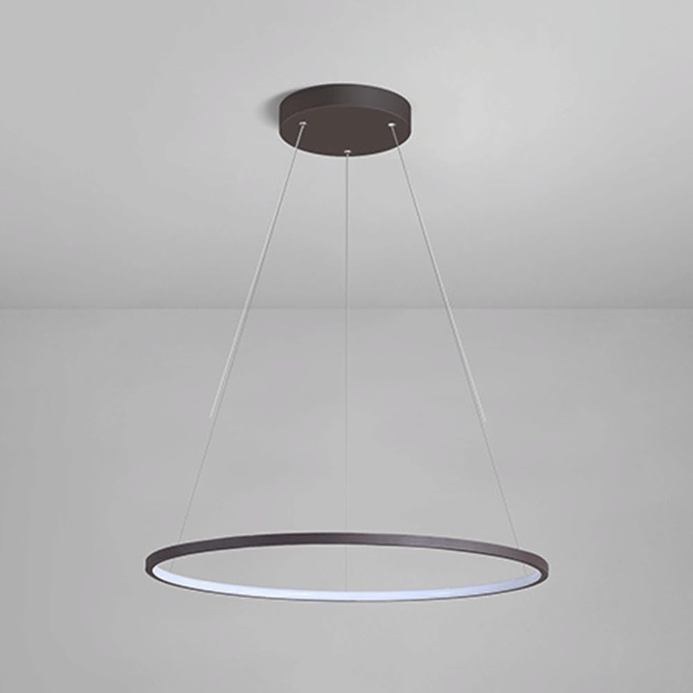 Lustre LED moderne 24W de 15,8 pouces, suspension annulaire marron pour restaurant