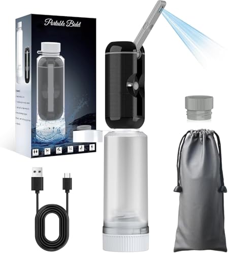 Portable Bidet for Travel Rechargeable Travel Bidet Sprayer Fits Various Sizes of Water Bottles Waterproof High Pressure Handheld Bidet for Women Men Personal Hygiene Black