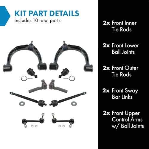 TRQ Front Steering and Suspension Kit Tie Rods Control Arms Ball Joints Sway Bar Links Compatible with 2005-2023 Toyota Tacoma by TRQ - Image 2