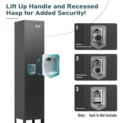 Image of BUTISOW Metal Lockers - 66 inch Height Steel Lockers for Employees with Door Storage Locker with Card Slot for Employees Gym School Home Office Garage - Assembly Required
