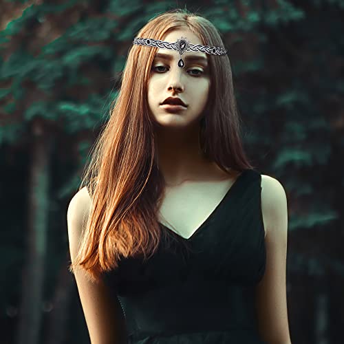 Coteeza Handmade Viking Crown Fairy Circlet Headpiece Medieval Crystal Rhinestone Tiara Renaissance Headband Festival Costume Hair Accessory For Women Men Cosplay Wedding Carnival Party #TOP3