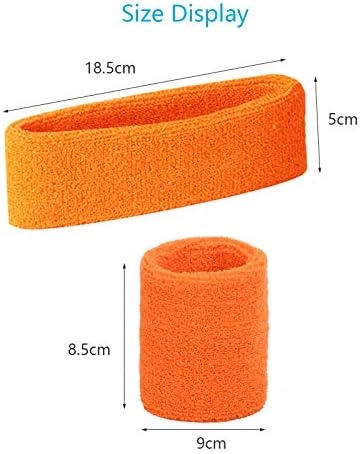 6pcs Sweatband Set CINVEED Sports Headband Wristband Including 2pcs Athletic Cotton Headband and 4pcs Wrist Sweat Band for Exercise Gym Basketball Tennis Running 80s Party Costume Fancy Dress