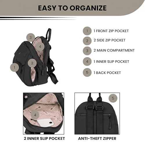 Image of TS WITH TECHSUN Women Mini Backpack | Water-Resistant Compact Bag for Travel, Daily Use & Casual Outings | Fits Only Essentials (L) 26CM X (W) 15CM X (H) 32CM
