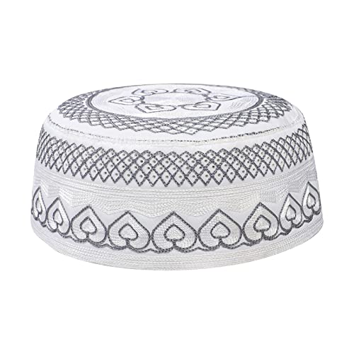 Image of Men Muslim Prayer Kufi Hat Prayer Headwear Cap Islamic Beanie Skull Cap Embroidery Kofia Topi Sun Hat