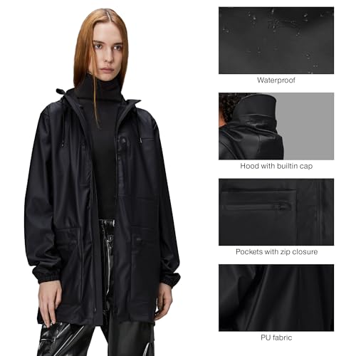 RAINS Cargo Long Jacket – Unisex Waterproof Raincoat with Adjustable Hood, Durable PU Fabric, Breathable & Lightweight Design2