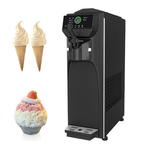 Heladera de un solo cabezal con limpieza automática: tolva grande de 3,8 L, producción rápida de 16 L/h, de 5 a 8 porciones por lote, control táctil inteligente, mezclador de acero inoxidable,Black