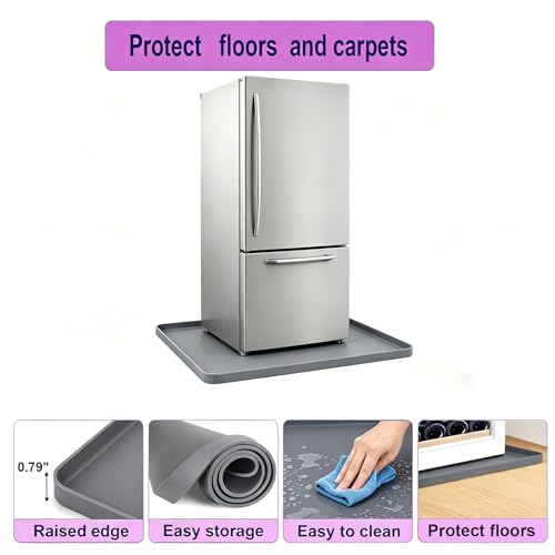 27"x27" with 0.79" Raised Edge Silicone Fridge & Washer Non-Slip Waterproof Drip Tray for Floor Protection (Gray) by Generic - Used condition - Image 2