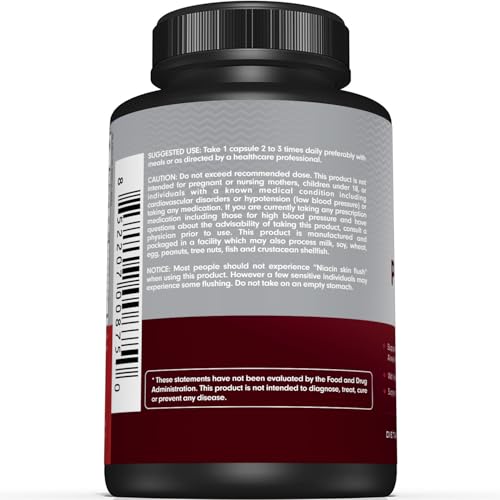 Image of Sunergetic Premium Blood Pressure Support Supplement for Cardiovascular & Heart Health with Garlic, Hawthorn & Hibiscus (180 Capsules)