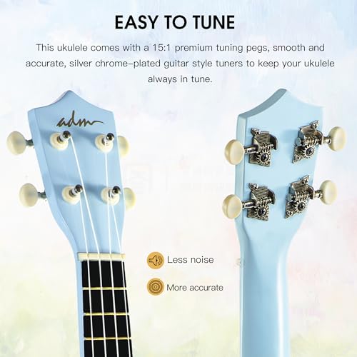ADM Ukulele for Beginners Hawaiian Wood Ukelele Kit for Kids Adult Student Starter Professional Ukalelee Pack Bundle with Free Lessons Gig Bag Strap Nylon String Tuner (Blue, 21 Inch) by adm - Image 6