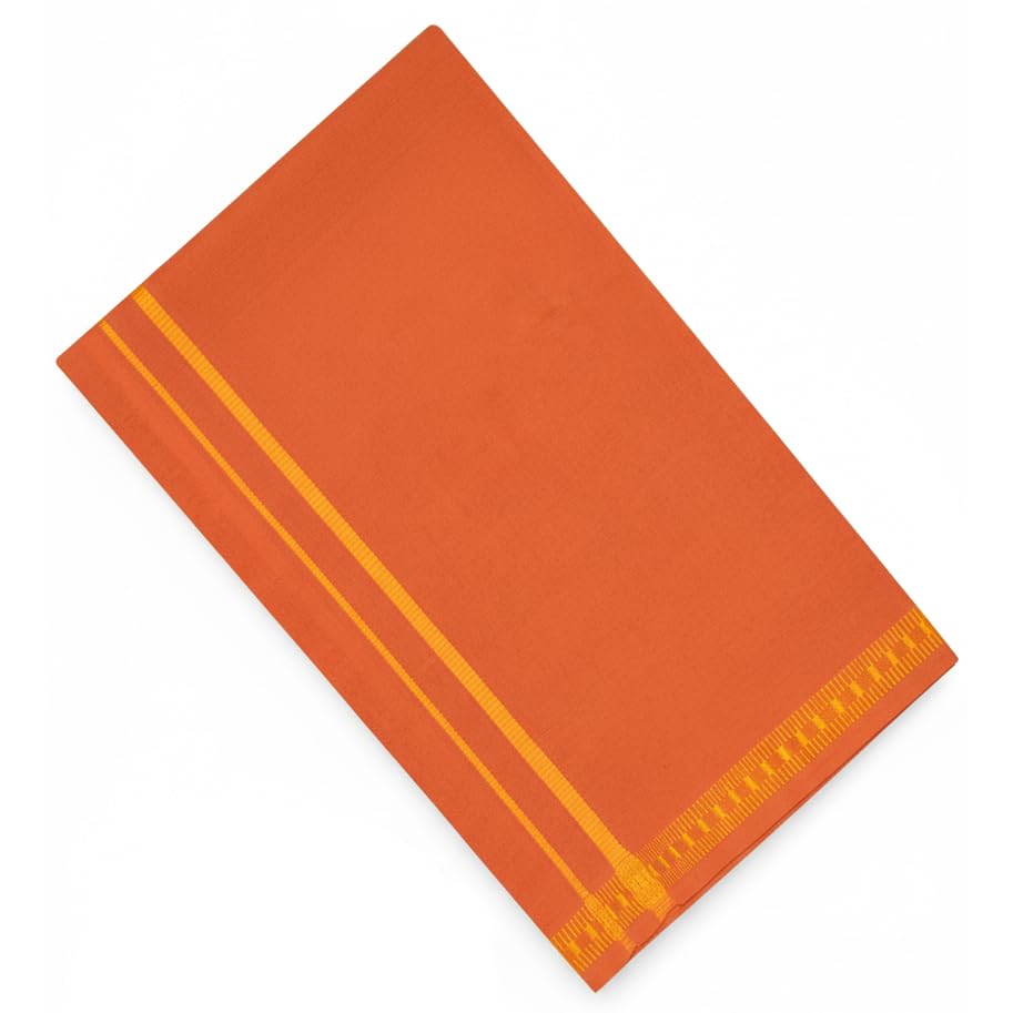Image of TUNI MANI Men's Polycotton Temple Wear Dhoti with Angavastharam Towel