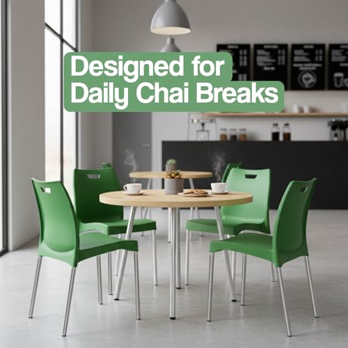 Image of IAFA FURNITURE Munch Plastic Chair| Living Room, Bed Room, Kitchen, Office Room, Outdoor| (Red, Set of 2) (Green, Set of 4)