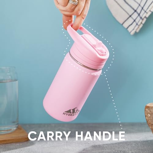 Hydrapeak Mini garrafa de água de 400 ml com tampa de palha, garrafa de água isolada, garrafa de águ