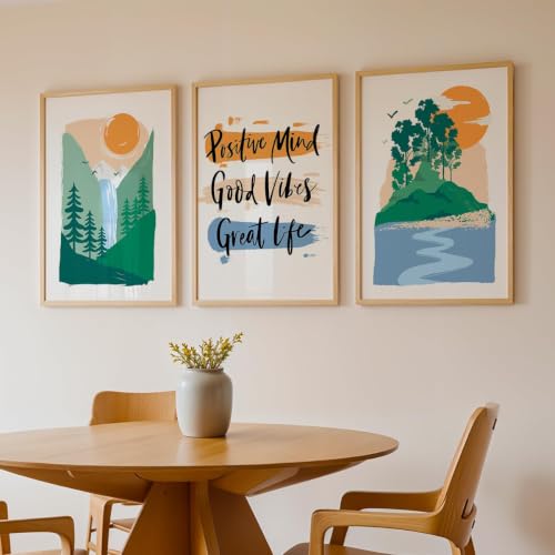Image of NoWorries Minimalist mountains illustration art wall deocr paintings for wall decoration, Set of 3 Paintings for living room, bedroom and office (Theme-Minimalist) (Art-7, 10x13inch)