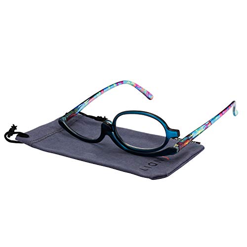 LianSan Readers Magnifying Makeup Glasses Flip Down Lens Folding Cosmetic Womens Make Up Reading Glasses L3660(+2.50,BLUE) - Thumbnail 2
