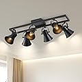 SEEBLEN 6 Light Track Lighting Fixtures Ceiling Black Kitchen Track Light,Modern Flexibly Rotatable Light Heads for Living Room Bathroom Hallway.