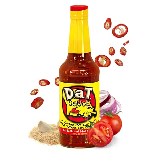 D.A.T. SAUCE A LITTLE BIT OF HOT WITH A WHOLE LOT OF FLAVOR D.a.T. SaUcE, The True Louisiana Original, Gluten Free, No MSG, No Preservatives, All Natural, Modern Mild Flavor, 10 oz Bottle