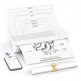 LFPERT Imprimante Thermique Portable, Imprimante sans Encre, 1 Rouleau Papier Thermique Inclus, Idéale Déplacements Bureau École Maison, Compatible Téléphones Tablettes PC, Bluetooth USB, Blanc