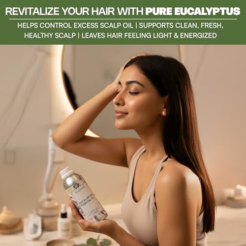 Image of VedaOils Eucalyptus Essential Oil for Skin, Hair, Sinus & DIY | Pure Distilled Eucalyptus Oil for Aromatherapy, Massage,Inhalation & Diffuser | Therapeutic Grade, 100ml