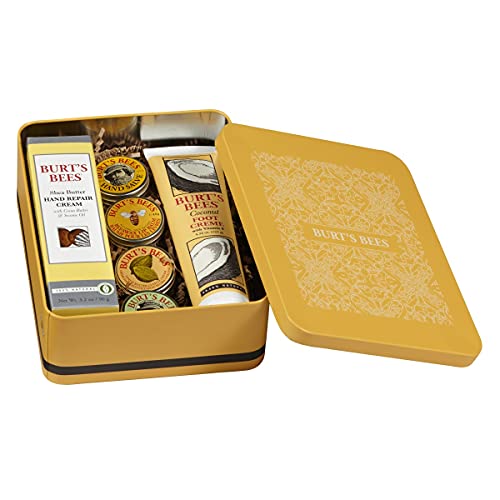 Burt's Bees Classics Gift Set, 6 Products in Giftable Tin – Cuticle Cream, Hand Salve, Lip Balm, Res-Q Ointment, Hand Repair Cream and Foot Cream